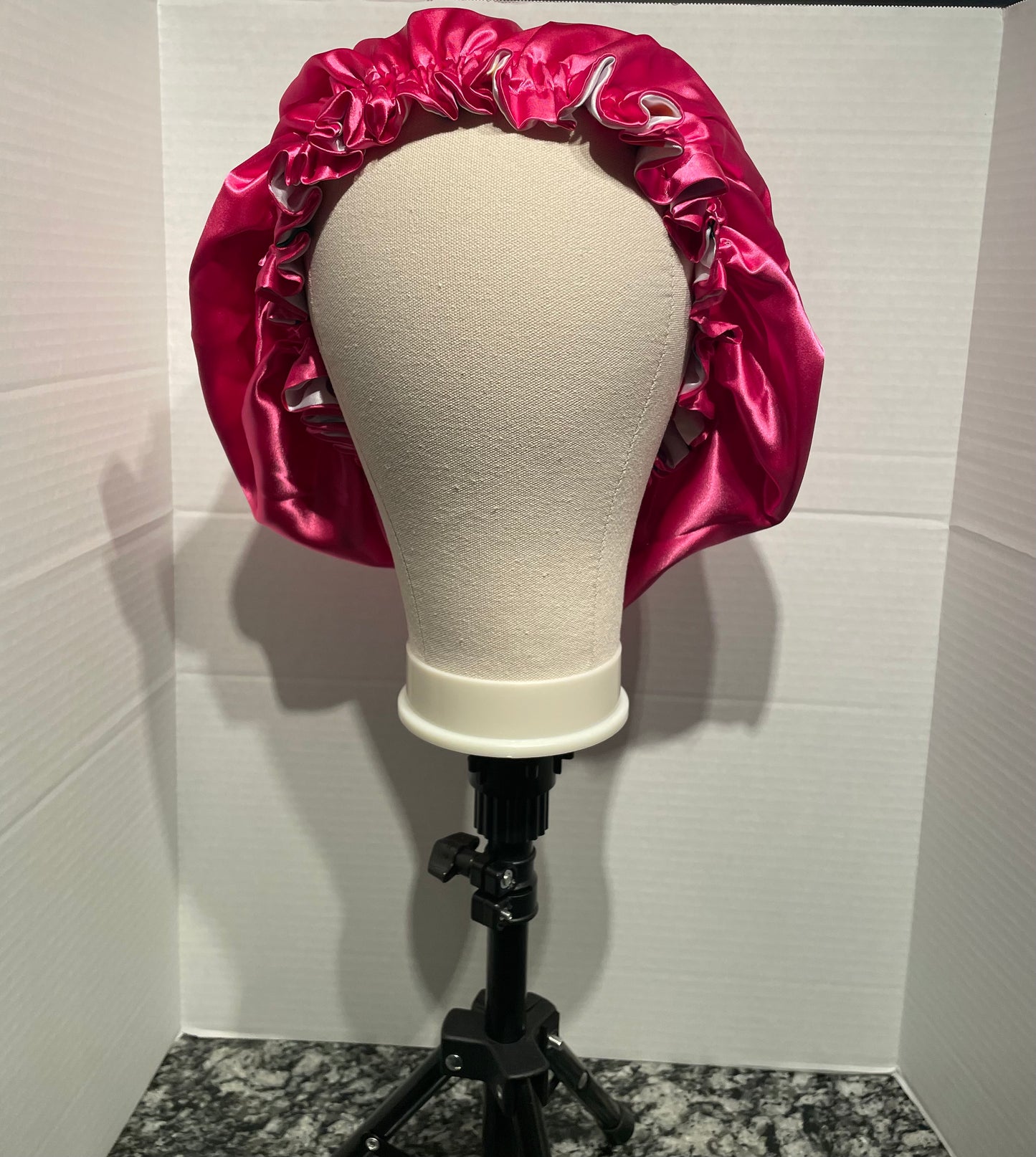 Polka Dot/Pink Reversible Satin Bonnet