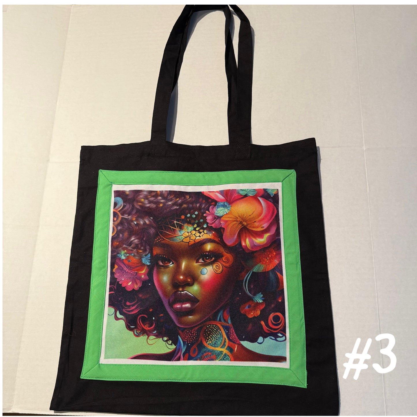 Black Shopping Tote w/Design