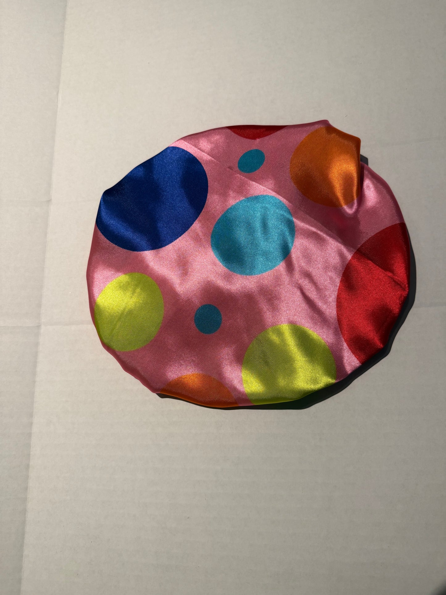 Pink Satin w/Polka Dot Children's Reversible Satin Bonnet
