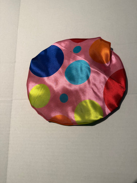 Pink Satin w/Polka Dot Children's Reversible Satin Bonnet