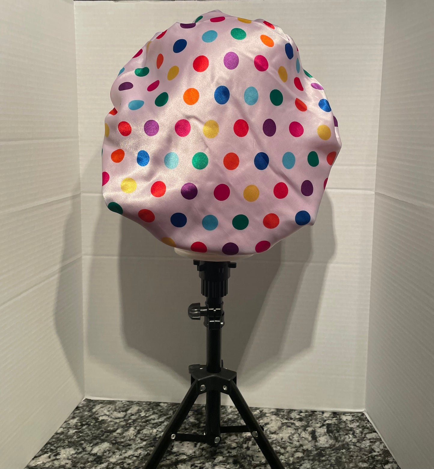 Polka Dot/Pink Reversible Satin Bonnet