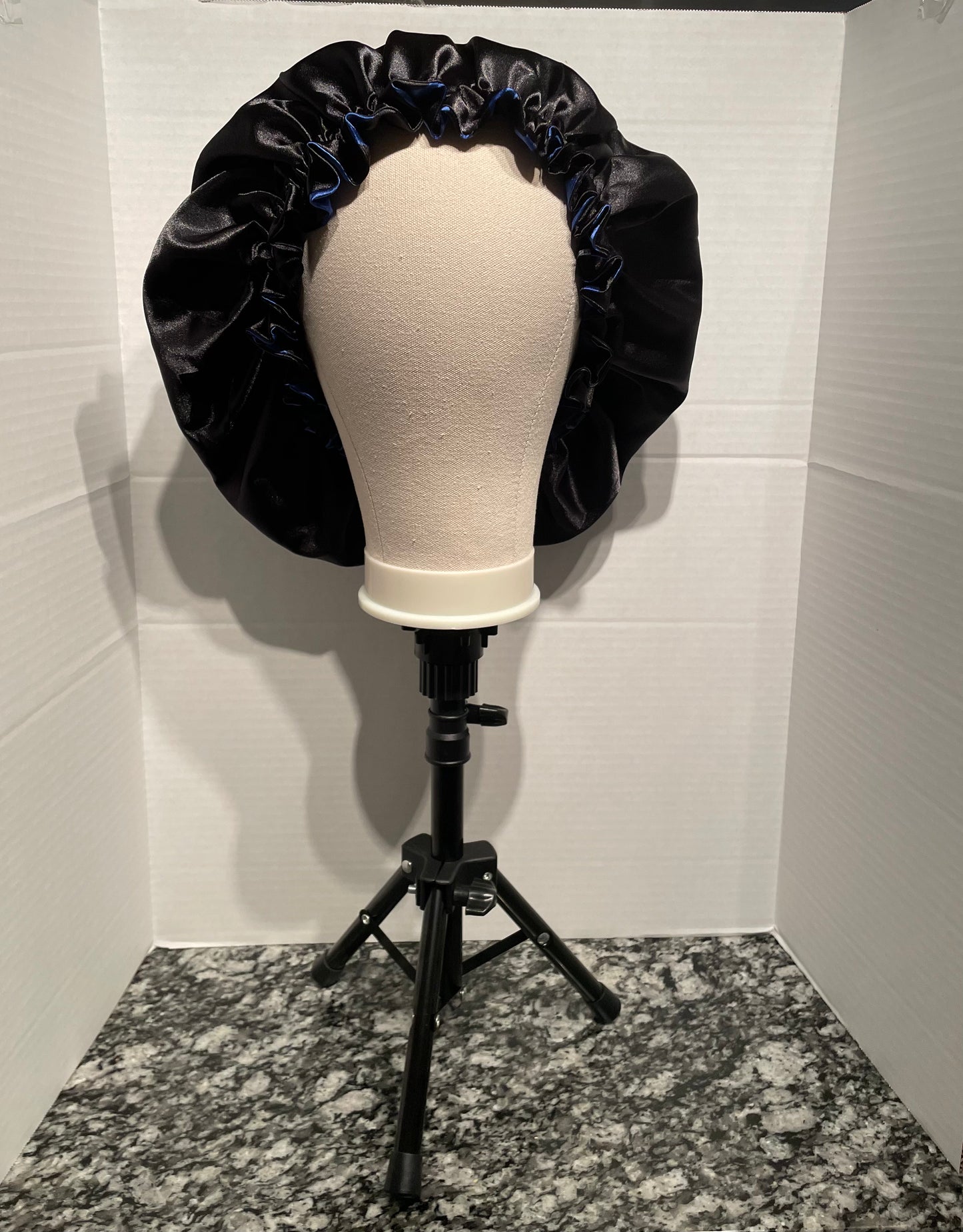Blue Zebra/Black Reversible Satin Bonnet