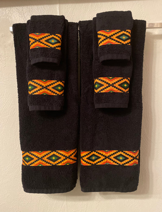 African border Towel w/Shower Curtain (7pc Set)
