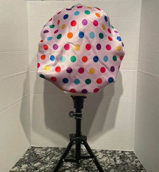 Polka Dot/Orange Reversible Satin Bonnet