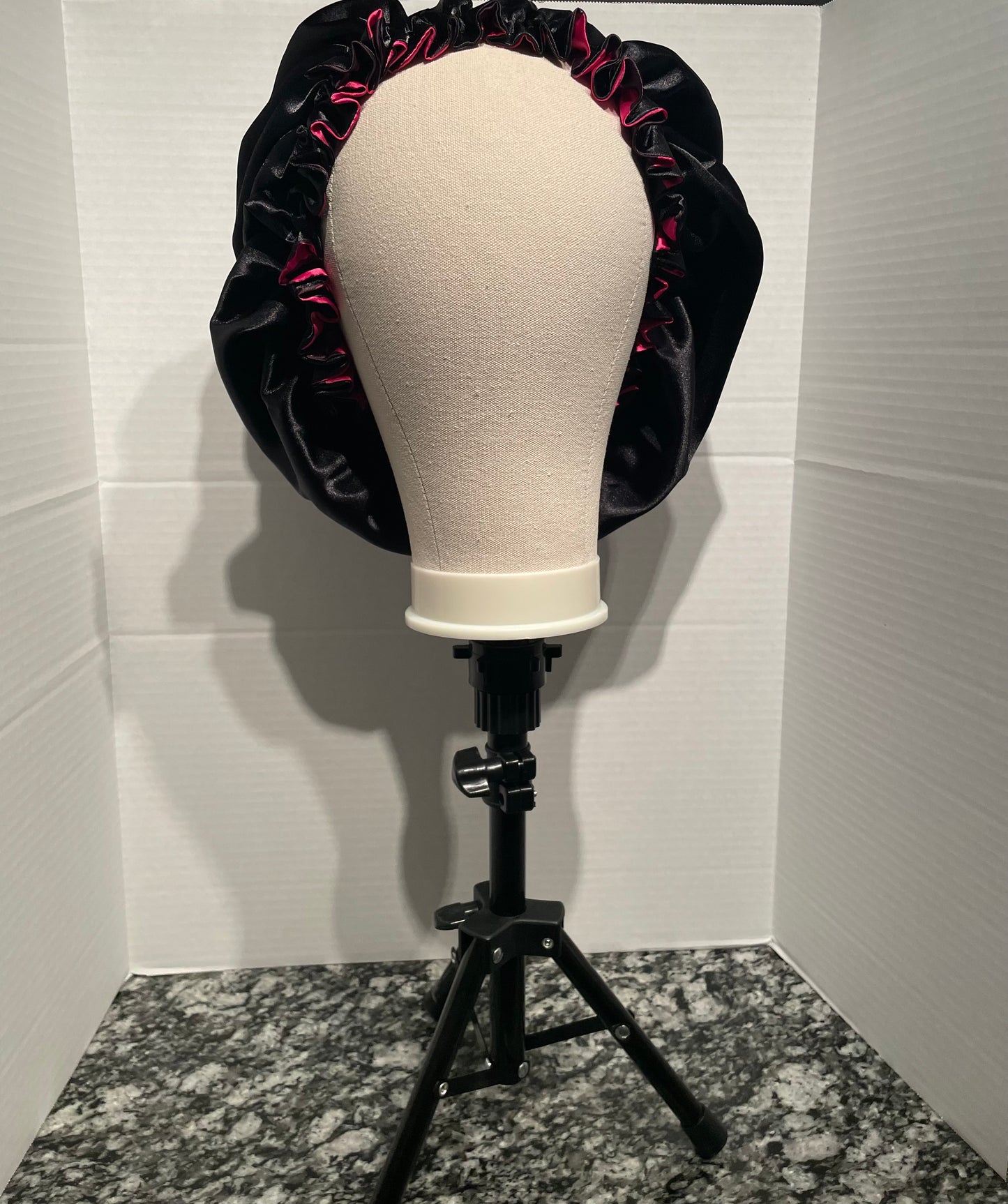 Hot Pink Zebra/Black Reversible Satin Bonnet