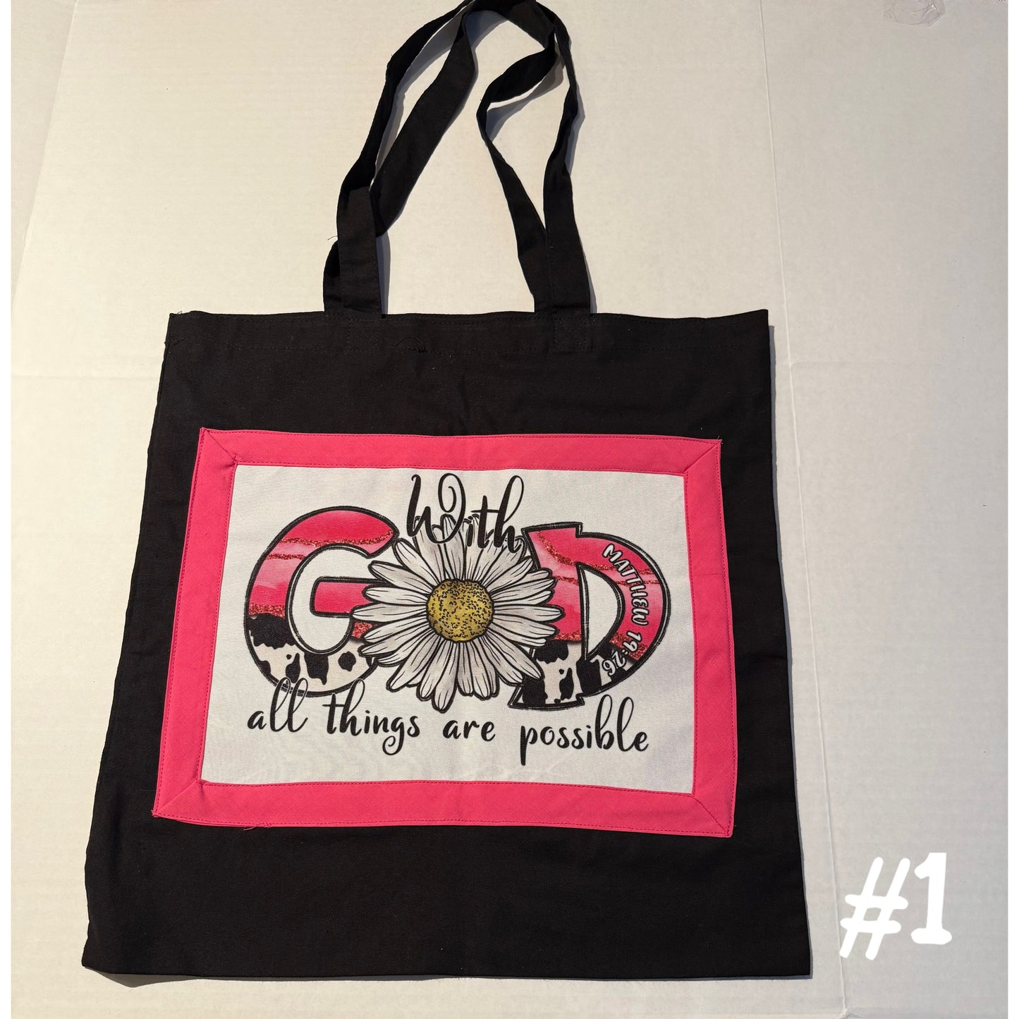 Black Shopping Tote w/Design