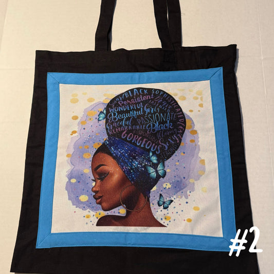 Black Shopping Tote w/Design